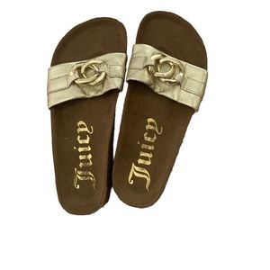 New Girl’s Juicy Couture Metallic Gold Slide Sandals